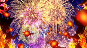 Fireworks New Year Makoron117 Vertical Anime Girls Lantern Building Night 1550x2048 wallpaper