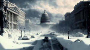 Ai Art Winter Snow City Washington United States Capitol 3060x2048 wallpaper