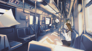 Anime Girls Train 2362x1294 wallpaper