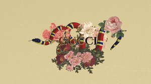 Gucci Vintage Typography Yellow Background Logo 5120x2200 Wallpaper