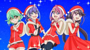 Christmas Artwork Digital Art Anime Girls Anime Yu Gi Oh Yu Gi Oh ARC V Pink Hair Purple Hair Green  1385x1010 wallpaper
