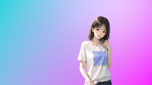 Animation Minimalism Asian Women Gradient Looking At Viewer Simple Background 2560x1600 wallpaper