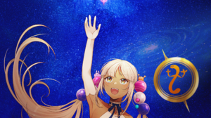 Hololive Sky Dark Skin Armpits Anime Girls Twintails Blonde Yellow Eyes Stars Galaxy 2000x5000 Wallpaper