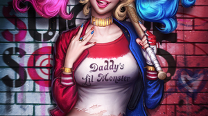 Harley Quinn Suicide Squad DC Comics Fictional Character Dyed Hair Pigtails Looking At Viewer Baseba 3000x4000 Wallpaper