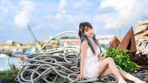 Robin Huang Women Asian Dyed Hair White Dress Ropes Outdoors 2048x1365 Wallpaper