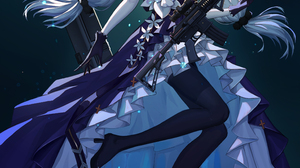 Sketch Artist Anime Anime Girls Girls Frontline HK416 Girls Frontline Girl With Weapon Underwater 2284x4492 Wallpaper