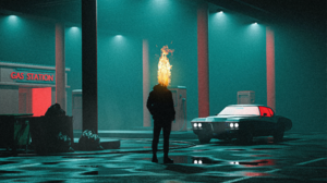 Gas Station Digital Digital Art Artwork Fire Reflection Dark Lights Abstract Car Vehicle 3840x2160 Wallpaper