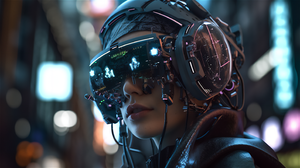 Ai Art Cyberpunk Women VR Headset 2912x1632 wallpaper