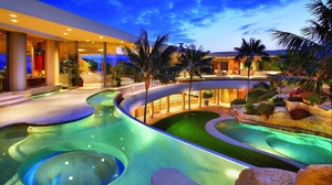 Building House Pool Man Made Resort Beach Tropical Luxury Palm Tree 1920x1200 Wallpaper