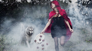 Woman Photography Girl Model Dog Fog Gothic Red Riding Hood 2560x1600 Wallpaper