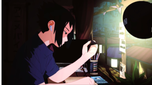 LoFi Uchiha Sasuke Naruto Anime Chillhop Music Airpods Studying 2880x1800 Wallpaper
