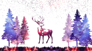 Deer Galaxy Space Illustration Simple Background 1920x1080 Wallpaper
