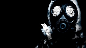 Dark Gas Mask 1366x768 Wallpaper