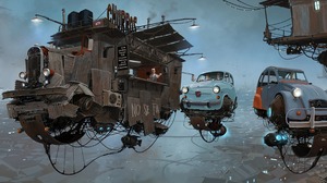 Futuristic City Cyberpunk Truck Steampunk Science Fiction Churros Retro Science Fiction 3840x1840 Wallpaper