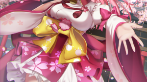 Anime Anime Girls Hololive Sakura Miko Long Hair Pink Hair Solo Artwork Digital Art Fan Art Green Ey 1200x1697 Wallpaper