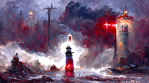 Lighthouse Blood Colored Artwork 2048x1229 Wallpaper