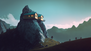 Ai Art Surreal Mountains Illustration Cliff 3641x2048 Wallpaper