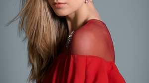 Melissa Benoist Actress Blue Eyes Women Straight Hair Long Hair Looking Over Shoulder Red Dress Blon 1299x1732 Wallpaper