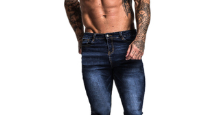 Jeans Pants Men Model Shirtless Tattoo Sneakers Studio 1001x1500 Wallpaper