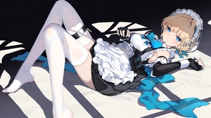 Anime Anime Girls Lying Down Lying On Back Asuma Toki Blue Archive Blonde Blue Eyes Gloves Fingerles 4096x2652 wallpaper