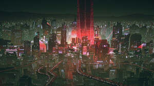 Michel Donze Cityscape Digital Art City Lights Ultrawide ArtStation 1920x816 Wallpaper