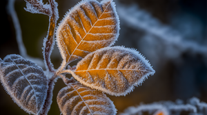 Ai Art Winter Snow Frost Leaves Nature Closeup 3060x2048 Wallpaper