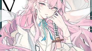 Arknights Kindness Anime Girls Long Hair Pink Hair Pink Eyes Earring Katana Weapon Gloves Petals Loo 2894x4093 Wallpaper