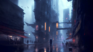 Science Fiction Ai Art Illustration Cyberpunk City Night Street 3640x2048 Wallpaper