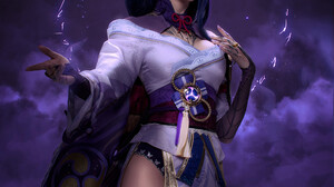 Akunohako Women Cosplay Raiden Shogun Genshin Impact Genshin Impact Purple Dress Dark Hair Magic Mak 1489x2000 Wallpaper