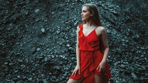 Vladimir Stefanovich Women Model Dress Red Dress Red Clothing Women Outdoors 2560x1375 Wallpaper