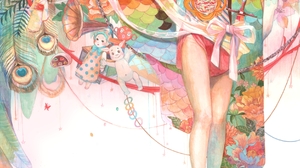Anime Anime Girls Portrait Display Long Hair Hair Over One Eye Kimono Feet Looking At Viewer 1747x2450 Wallpaper