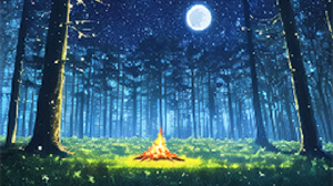 Forest Night Moon Novel Ai Trees Pixel Art Fire Watermarked Digital Art 2048x1229 wallpaper