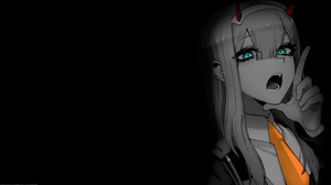 Selective Coloring Black Background Dark Background Simple Background Anime Girls Darling In The Fra 3840x2160 Wallpaper
