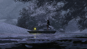 GUWEiZ Digital Art Digital Painting Artwork Fictional Character Lake Lantern Sword 1800x1125 wallpaper
