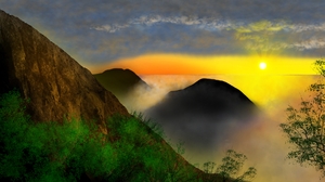 Digital Painting Digital Art Nature Landscape Clouds Sunset Artwork 1920x1080 Wallpaper