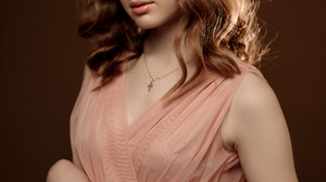Vladimir Vasilev Women Brunette Wavy Hair Shoulder Length Hair Dress Pink Clothing Belt Simple Backg 4101x6151 wallpaper