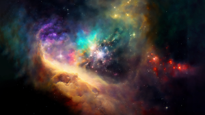 Ai Art Space Nebula Colorful Stars Simple Background Minimalism 3640x2048 Wallpaper