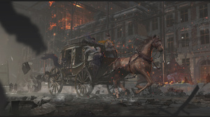 Swd3e2 Carriage Ruins City Fire Anime Artwork Digital Art Building Anime Girls Horse 2000x1000 Wallpaper