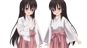 Anime Anime Girls Two Women Twins Artwork Digital Art Original Characters White Background Simple Ba 2000x1800 Wallpaper