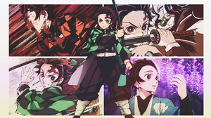 Anime Anime Boys Collage DinocoZero Kimetsu No Yaiba Kamado Tanjiro Standing Uniform Looking At View 1920x1080 Wallpaper