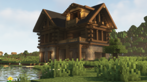 Minecraft Shaders Landscape Video Games Water House Building CGi 1920x1080 Wallpaper