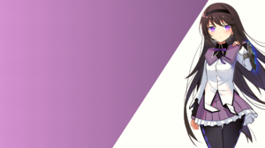 Mahou Shoujo Madoka Magica Homura Akemi Magical Girls Purple Eyes Black Hair Long Hair Bangs Blunt B 2560x1440 Wallpaper