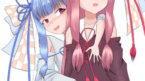 Anime Anime Girls Voiceroid Kotonoha Akane Kotonoha Aoi Long Hair Pink Hair Blue Hair Pink Eyes Twin 1062x1505 Wallpaper