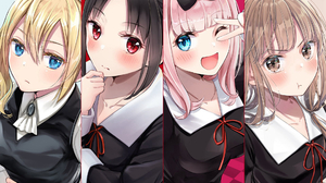 Anime Girls Collage Kaguya Sama Love Is War Group Of Women Blushing Women Quartet Schoolgirl One Eye 1920x1200 wallpaper