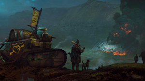 Tank Smoke Soldier Dog 2560x1158 Wallpaper