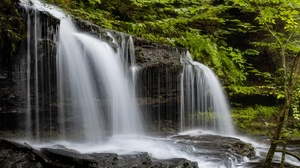 Ricketts Glen State Park USA Pennsylvania Nature Waterfall Forest Rock Water 3840x2560 Wallpaper