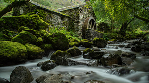 England Watermills Nature Stones Moss Stream Trees Long Exposure Water House 3840x2560 Wallpaper
