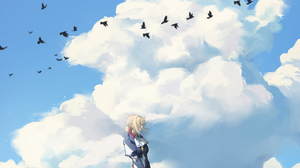 Anime Anime Girls Clouds Sky Grass Birds Violet Evergarden Violet Evergarden Anime Violet Evergarden 2933x4000 Wallpaper