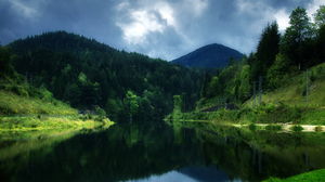 4K Nature Reflection Water Trees Clouds 3840x1600 Wallpaper