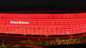 Allianz Arena Stadium Night Lights FC Bayern Soccer Dual Monitors Multiple Display 3840x1200 wallpaper
